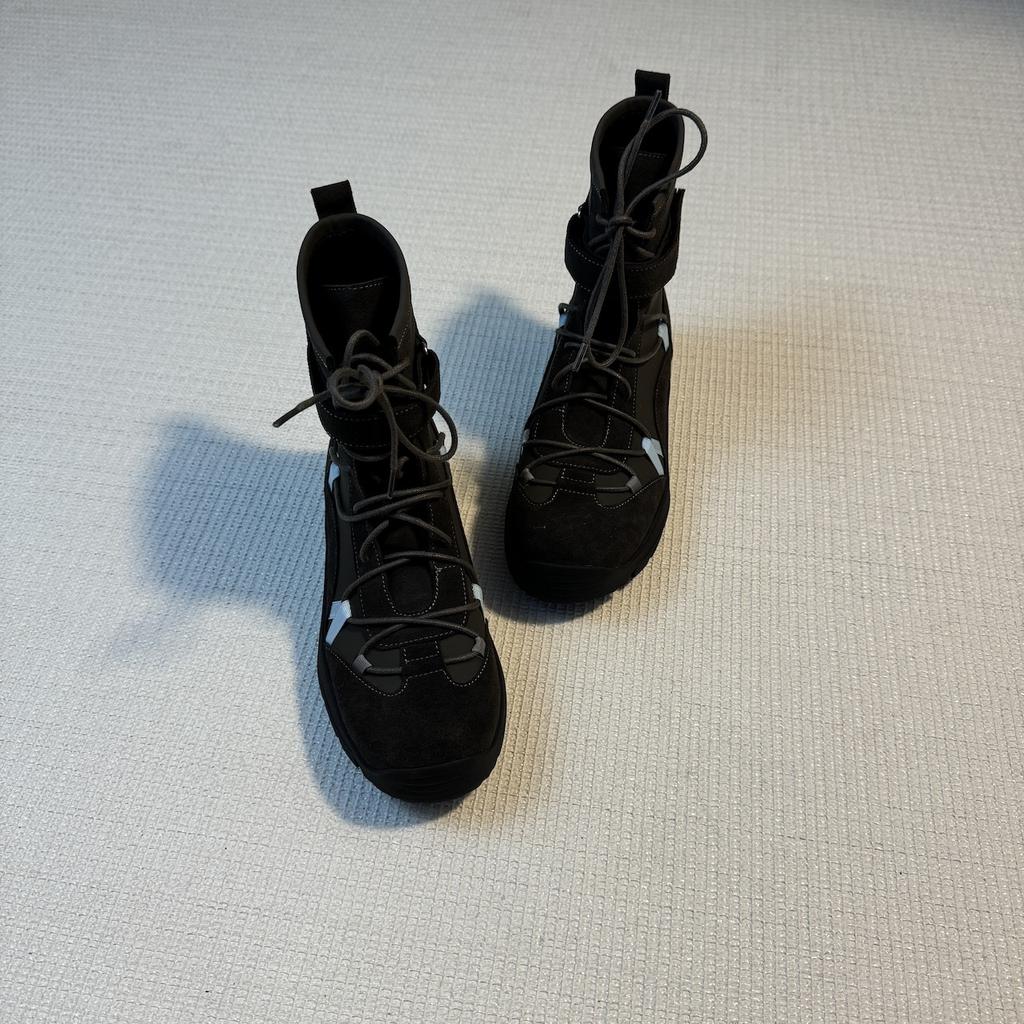 Color matching straps "Ballet style short boots round head soft platform sports versatile fashionable hiking shoes thin boots short boots