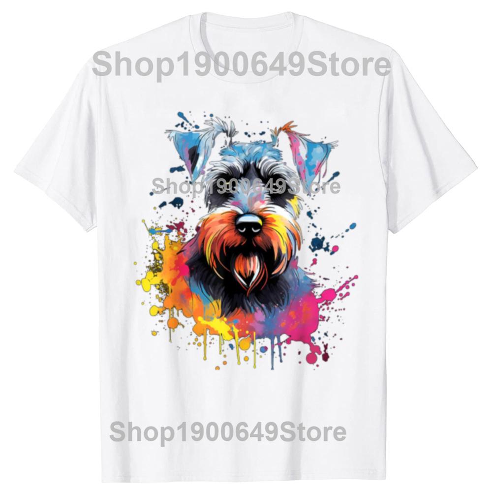 Funny Cute Miniature Schnauzer Dog Graphic Tshirts Men Womens Fashion Casual Tshirt 100 Cotton Loose Oversized T Shirt