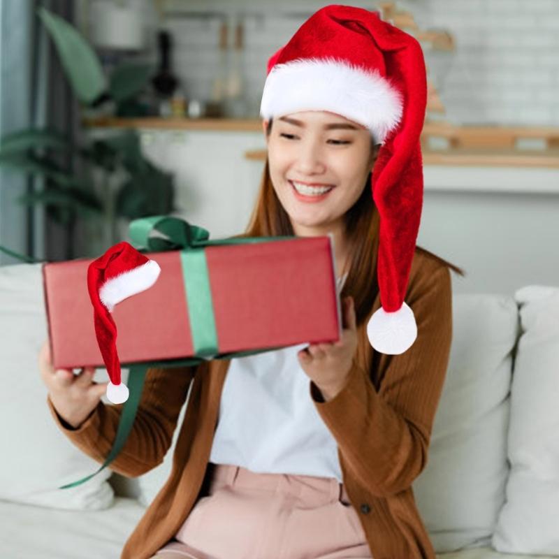 Adjustable Size Santa Hat Holiday Headwear Unisex Santa Hat Party Santa Hat for Holiday Parties and Celebrations