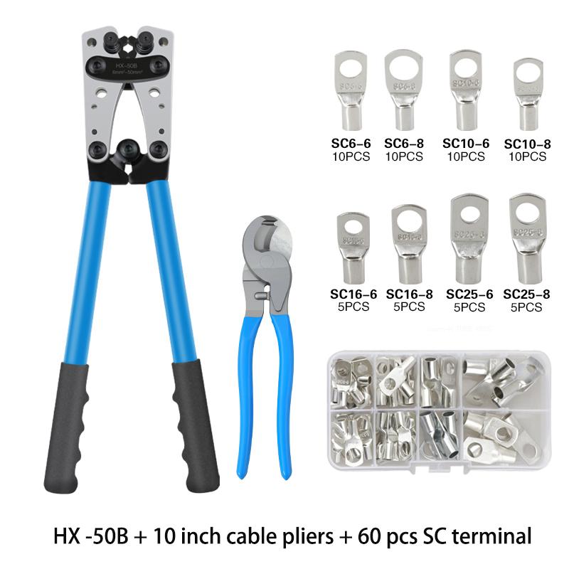Crimping Pliers Tube Terminal Crimper Hex Crimp Tool Multitool Battery Cable Lug Cable Hand Tools HX-50B 6-50mm² AWG 10-0