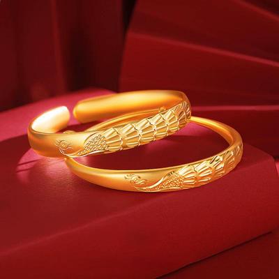 Vietnam Gold Peacock 10mm Open Bangle - Simulated Gold Jewelry Bracelet