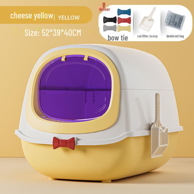 Extra Large UV-Lit Enclosed Cat Litter Box with Scoop