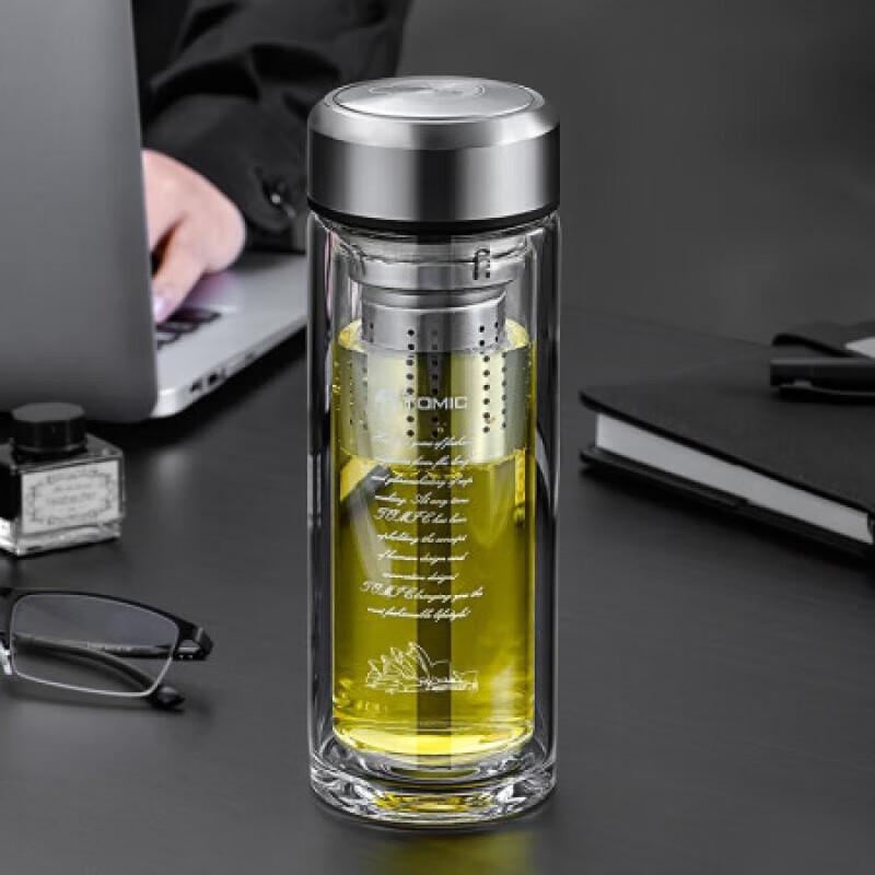 Temake Portable Double-Layer Glass Tea Infuser Cup