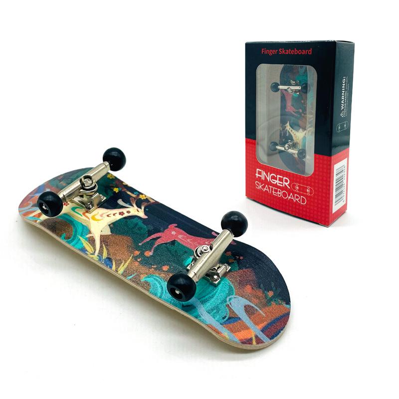 Maple Finger Skateboard with Bearings and Wheels - Mini Double Rocker Board for Kids' Creative Play