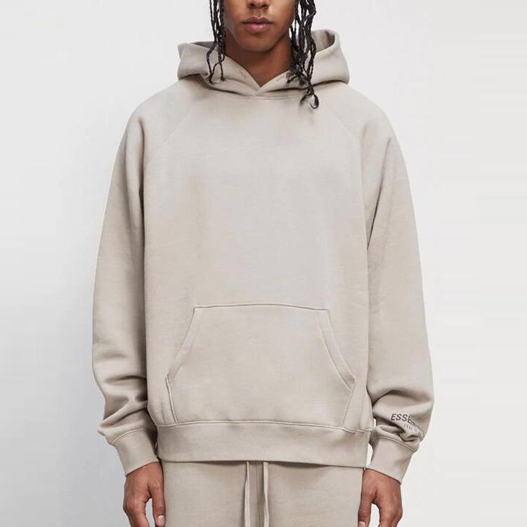 Fear of God Essentials Fleece Hoodie with Shoulder Logo Patch Unisex Tops Tan FOG-FW20-310