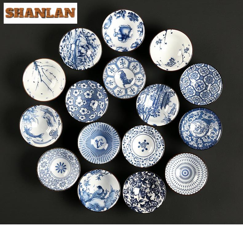 Chinese Blue and White Porcelain Teacup Hand-painted Teaset Small Tea Bowl Flower Tea Cups Cha Accessories Drinkware Wholesales