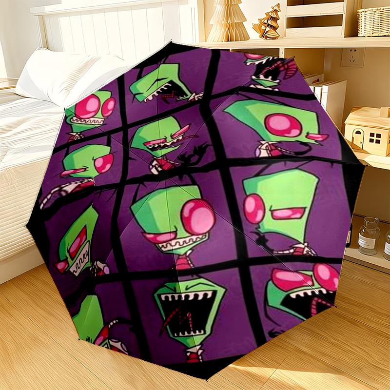 Alien-Invasion-Muster Regenschirm 8-Speichen für Reisen, Camping, Alltagsgebrauch Leichter tragbarer Regenschirm, Unverzichtbar für jede Familie Feiertage Geburtstagsgeschenk