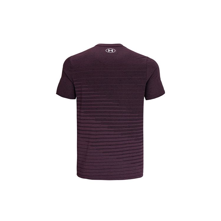 Under Armour Striped Running Fitness Training Fitted Straight-Cut Breathable Quick-Dry Crew Neck Short Sleeve T-Shirt Men Tops Purple 1361133-554