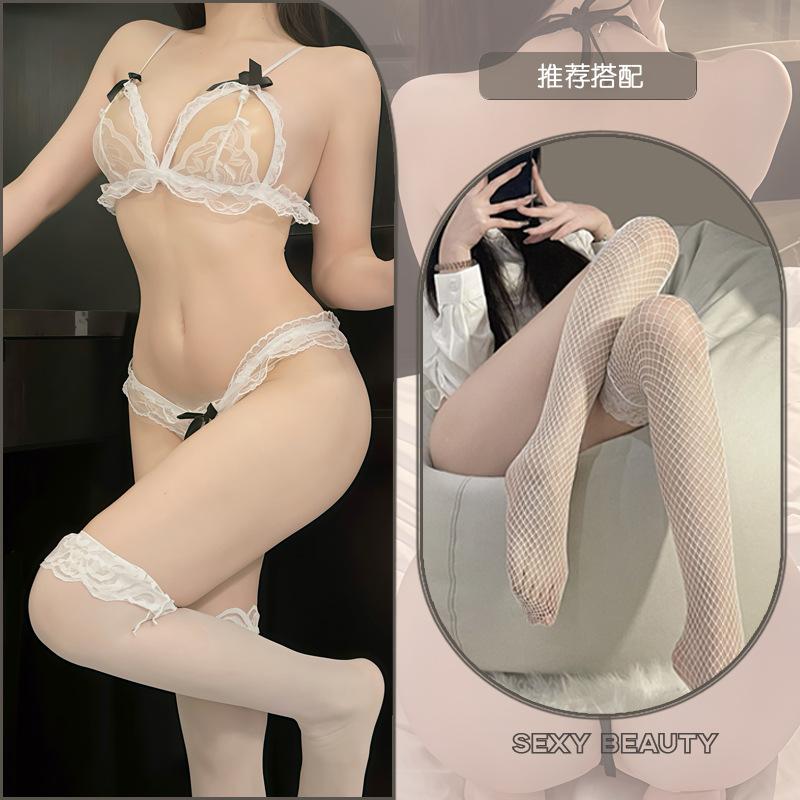 Sexy lingerie bikini three-point women's pearl thong bra passion free suit fun lingerie
