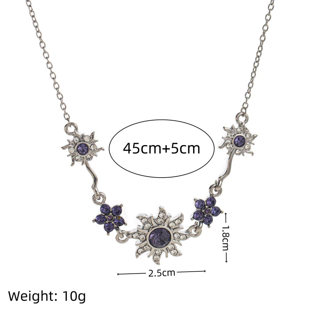 Luxury Copper-Plated Gold Purple Sunflower Necklace for Women