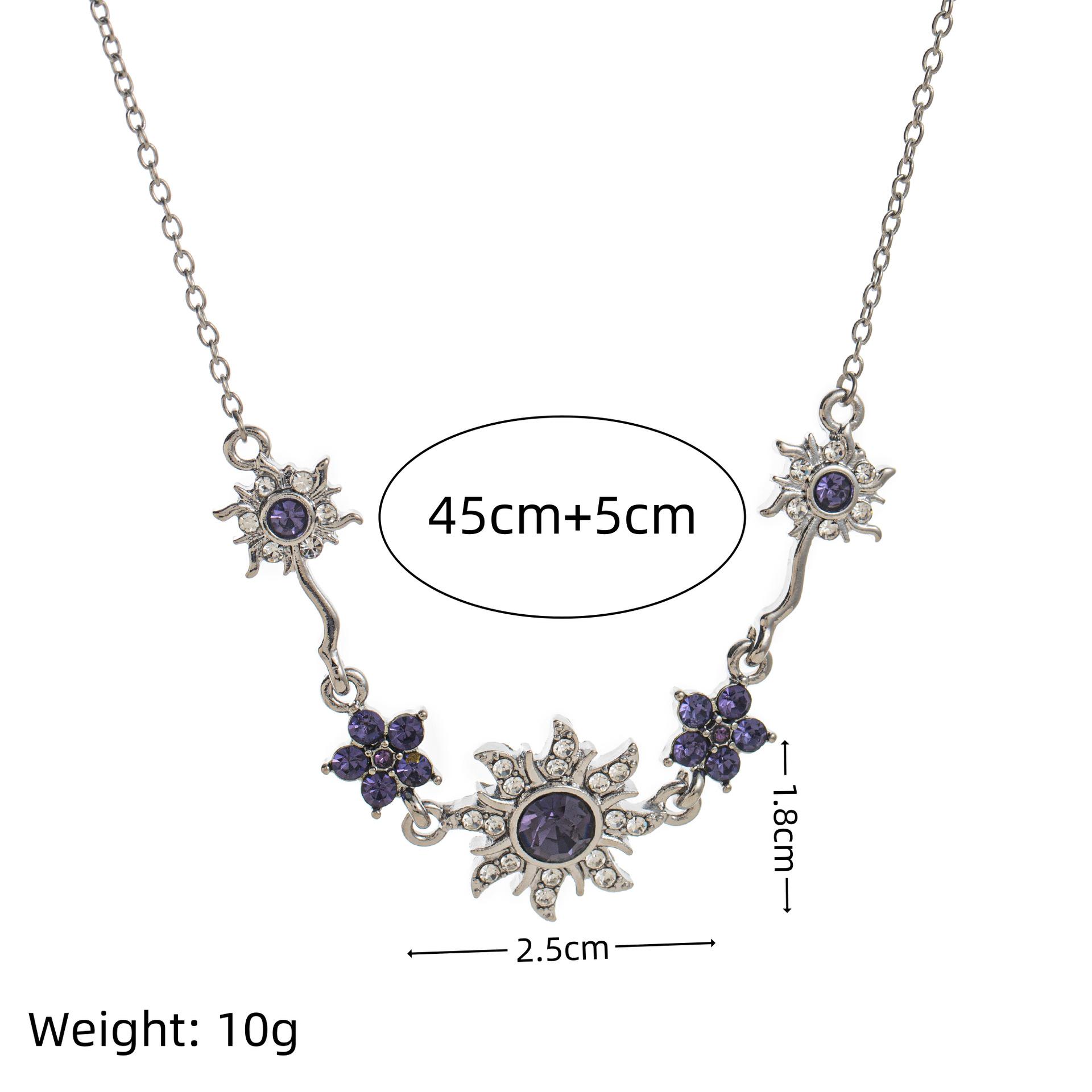 Luxury Copper-Plated Gold Purple Sunflower Necklace for Women