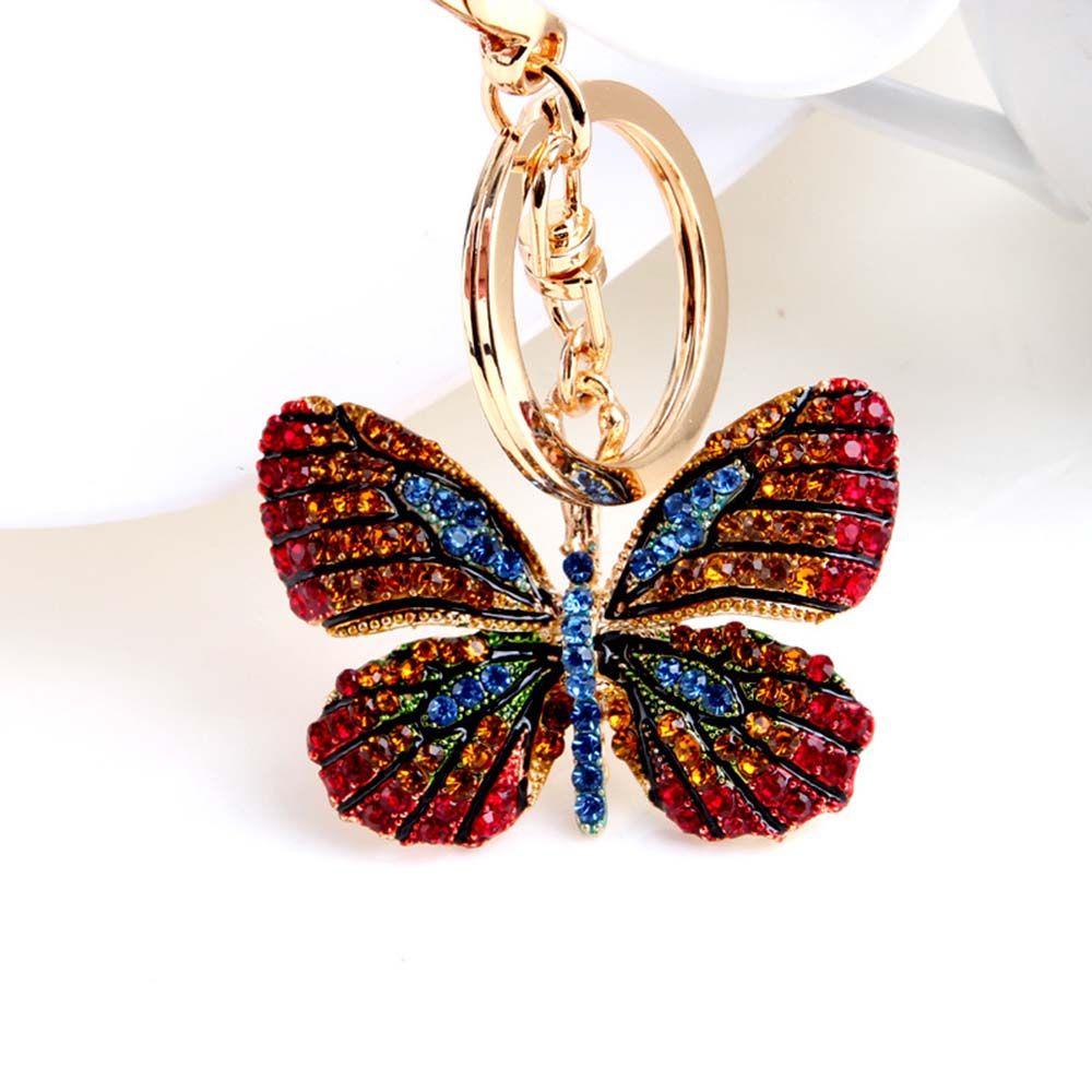 Glittering Rhinestone Crystal Butterfly KeyChain Car Key Ring Bag Charm Pendant Bag Accessories
