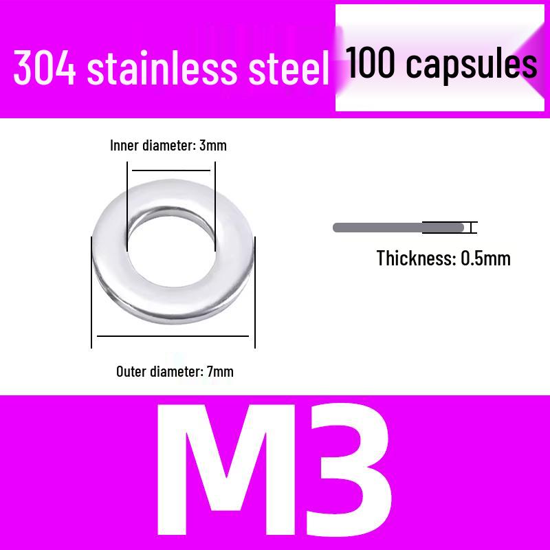 304 Stainless Steel Flat Washer for M1.6-M45 Screws