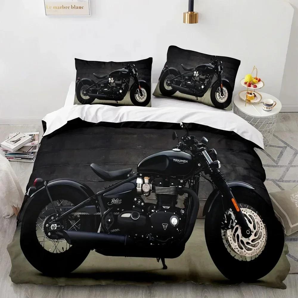 Top 3D Print Motorcycle Bedding Set Boys Girls Twin Queen King Size Duvet Cover Pillowcase Bed For boys Adult Home Textileextile