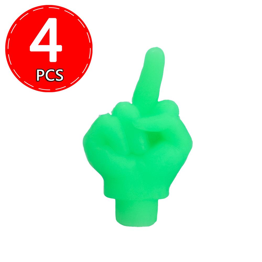 Luminous Valve Caps Middle Finger Style Tire Valve Dust Caps Dustproof Tire Cap Fluorescent Night Glowing Valve Stem Caps Decors