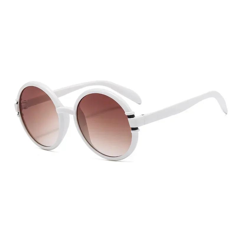 Luxe Designer Ronde Zonnebrillen voor Dames Heren Vintage Mode Punk Oversized Groot Frame Tinten Trendy Zonnebrillen As Picture