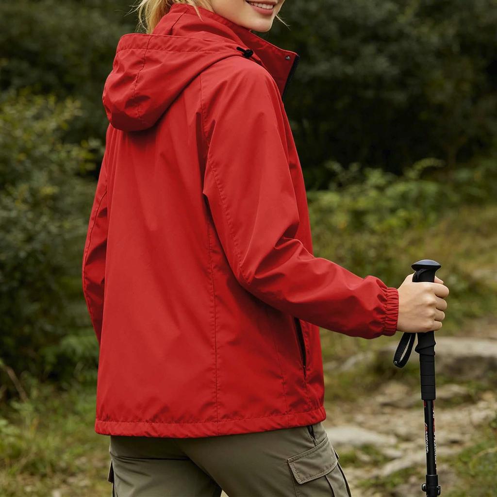 Women's Casual Long Sleeve Zip-Up Windbreaker Jacket with Pockets