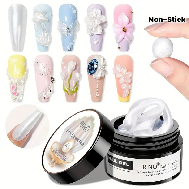 Pearlescent Satin Gloss Nail Art Sculpting Gel - White 3D Extension & Non-stick Silk Carving Gel