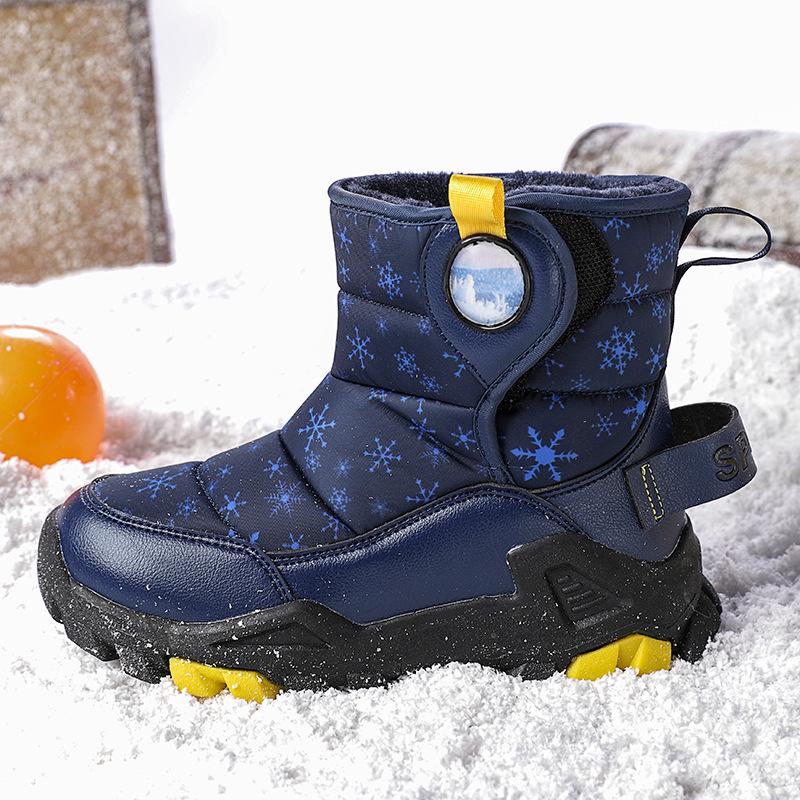 

Winter Kids High-Top Snow Boots with Thick Velvet Lining and Non-Slip Buckle 39 темно-синий