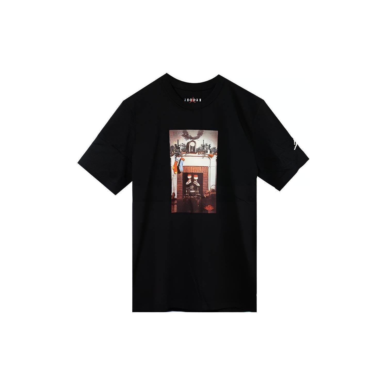 Air Jordan Chimney Tee Printing Short Sleeve Asia Edition Black Men s CI1328-010 M