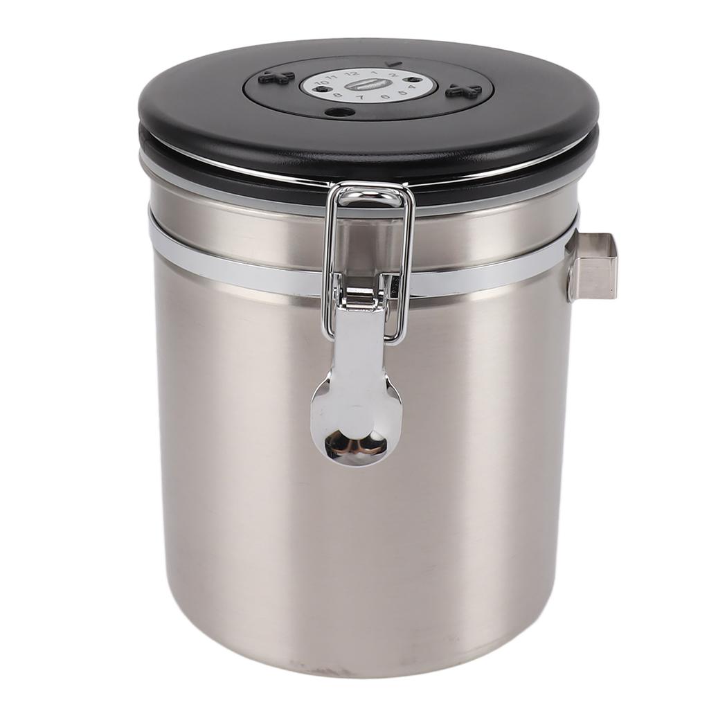 1.5L Coffee Canister Coffee Container with Scoop Date Tracker Stainless Steel Versatile Airtight