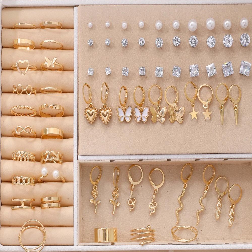 Temu SHEIN popular hot-selling pearl love stud earrings set 111-piece set (excluding box)