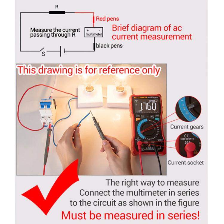 Digital Multimeter with NCV Detection Voltage Tester for AC/DC Current/Voltage, hFE Triode, and Capacitor Test Tool