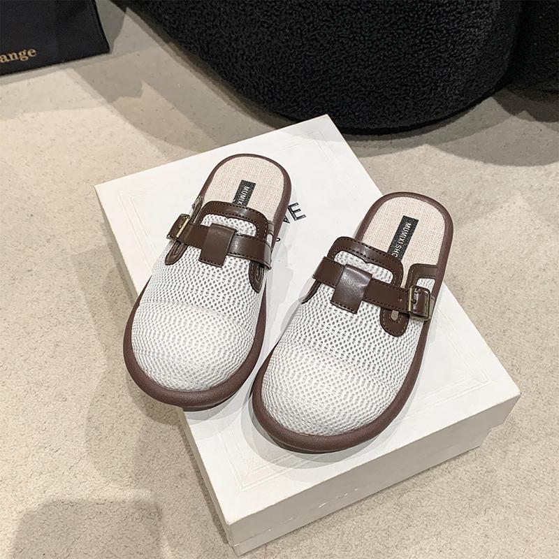 fashion 2024 Brand Shoes for Women Baotou Women's Slippers Fashion Belt Buckle Casual Slippers Women Hot Sale Light Flat Slipperszapatos