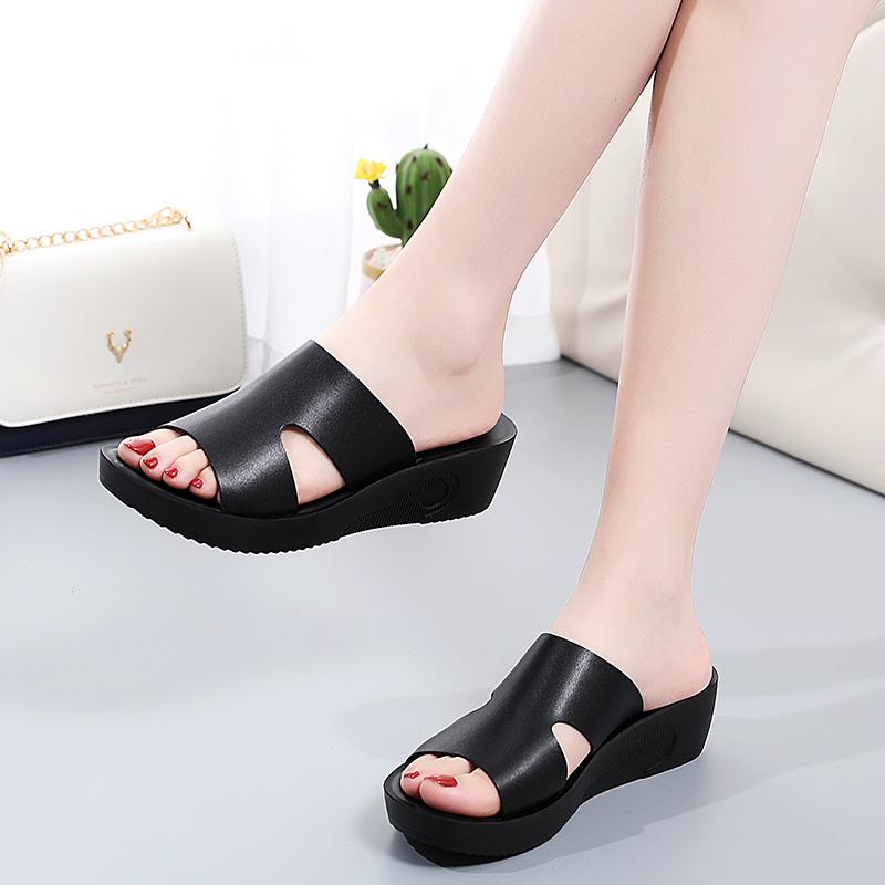 2025 New Fashion Summer Women's Sandals Luxury Wedges Slippers Black Platform Shoes for Women Shoes Zapatos De Mujer