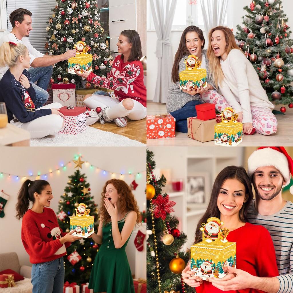Theme Santa Claus Money Box Christmas Party Decor Bright Yellow Events Festive