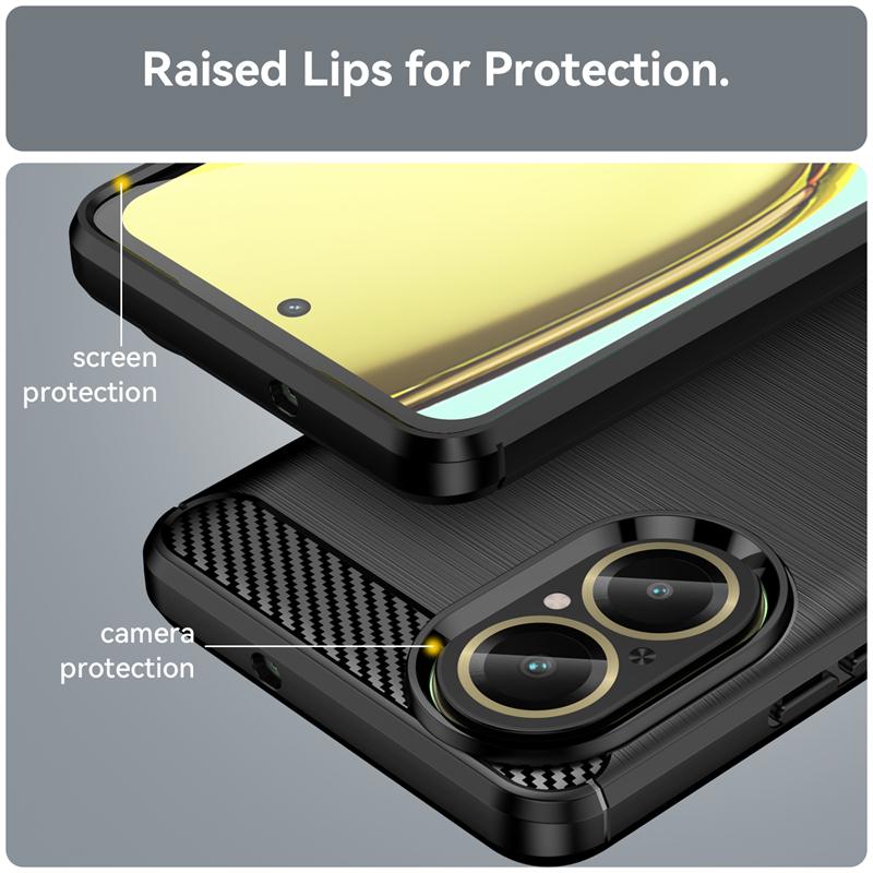 Pro Realme C67 4G Pouzdro Kryt OPPO Realme C67 4G Capas Uhlíkové Vlákno Nárazuvzdorný Zadní Kryt Telefonu TPU Měkký Pro Fundas Realme C67
