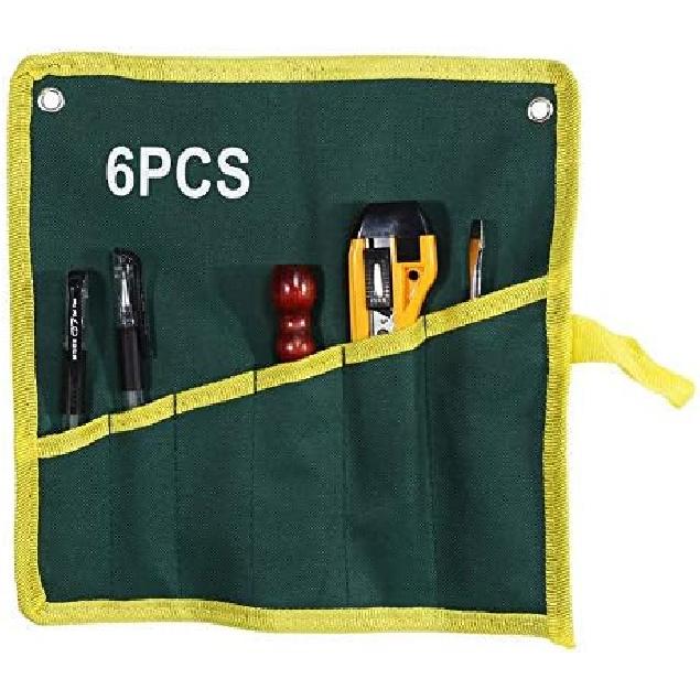 Pockets Spanner for Tool Roll, 1Pc 6/8/10/12/14/25 Pockets Spanner Wrench Tool Roll Up Storage Bag Green(10PCS)