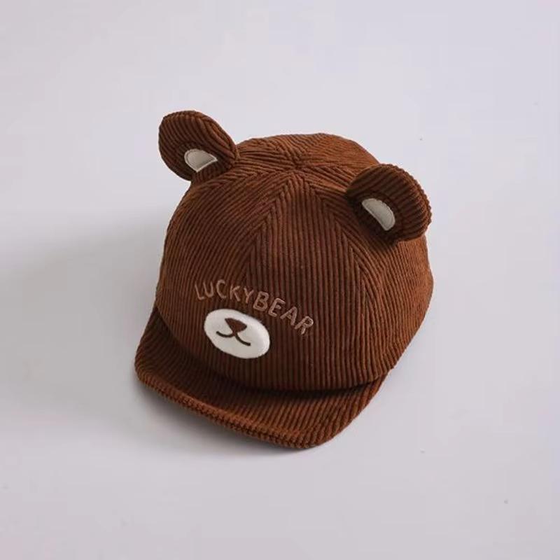 

Весенне-осенняя вельветовая детская кепка, мультяшная кепка для младенцев и малышей с ушками, с мягким козырьком, для мальчиков и девочек, кепка-утка кофейный