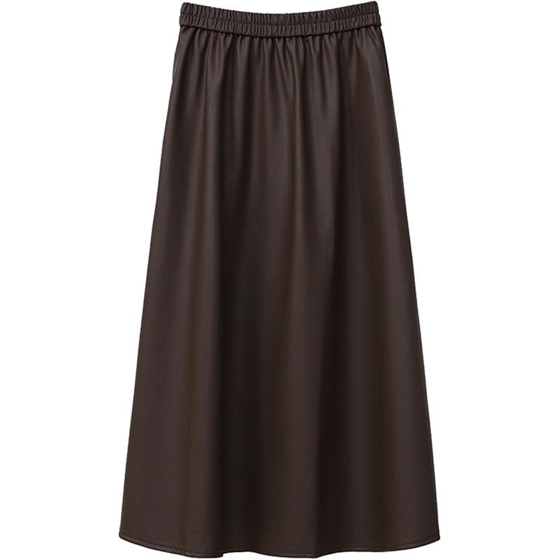 Damen Midirock in A-Linie mit hoher Taille aus PU-Leder – Schlankmachend, vielseitig, perfekt für Herbst und Winter