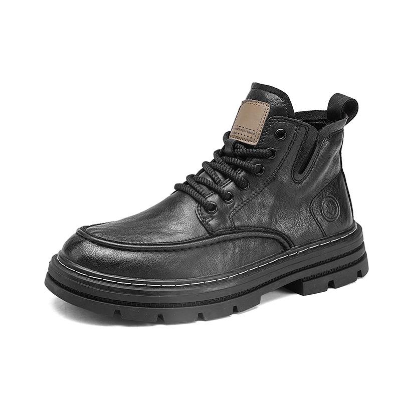 

High-top men s shoes retro style fashion Martin boots leather lace-up platform tooling shoes student trend platform shoes 39