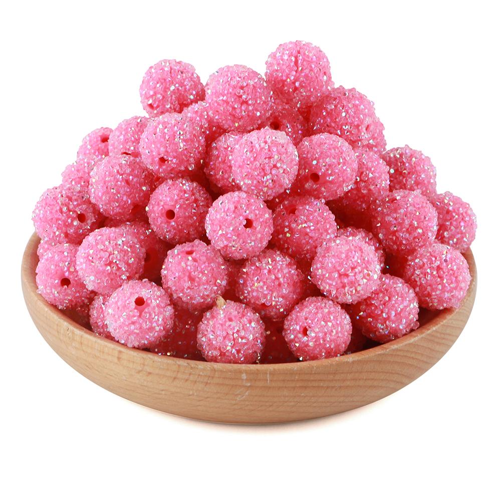 15Pcs 16MM Resin  Round Acrylic Beads Sugar Sand Pasting Process Fashion For Jewelry Making DIY Handmade Bracelets Accessories