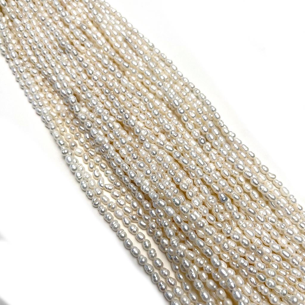 1String, White Natural Shell Mother of Pearl Beads, Handmade Rice Beads, 4-5mm, for DIY Jewelry Making, 36cm, Poor Quality But Cheap