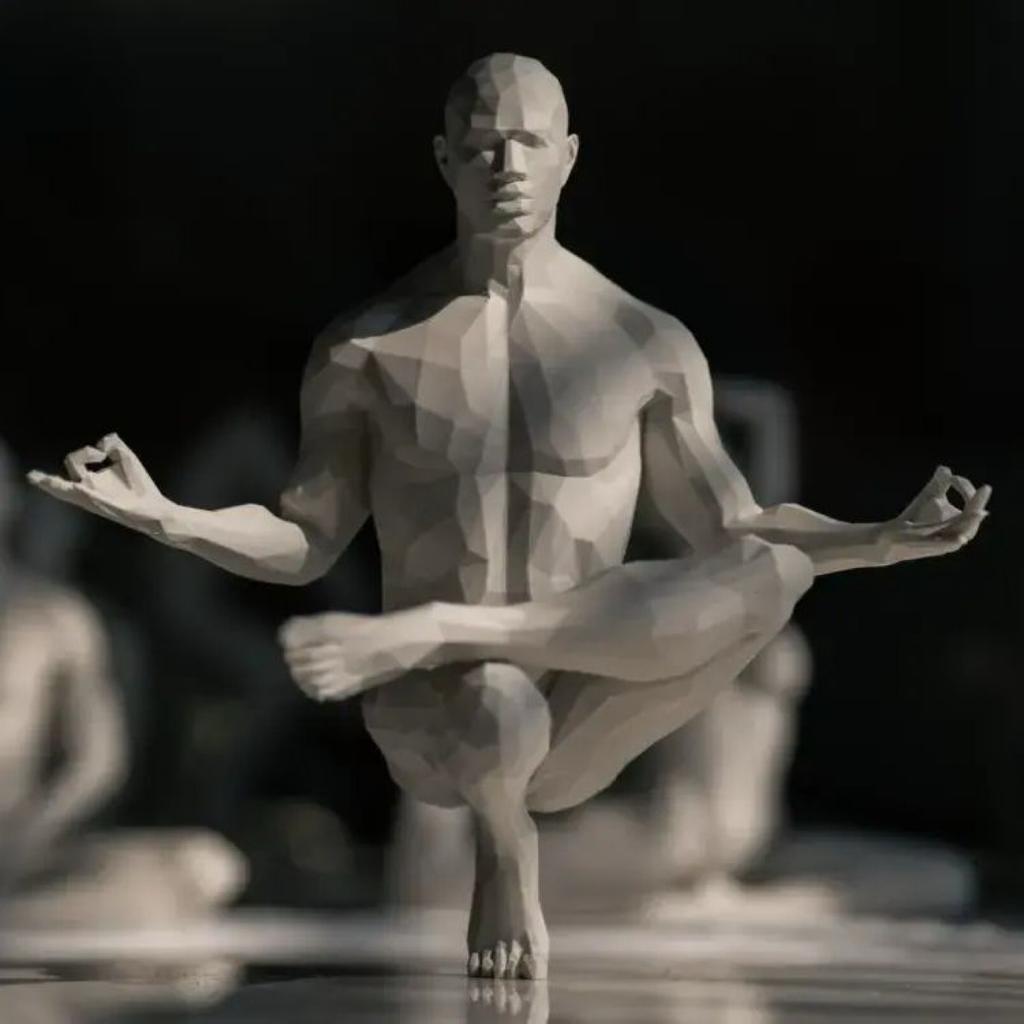3D Yoga Pose Figurine – Male Plastic Desktop Ornament for Home & Office Decor