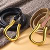 Women Waistband Imitation Leather Retro Style Metal U-shaped Buckle  Waist Belt