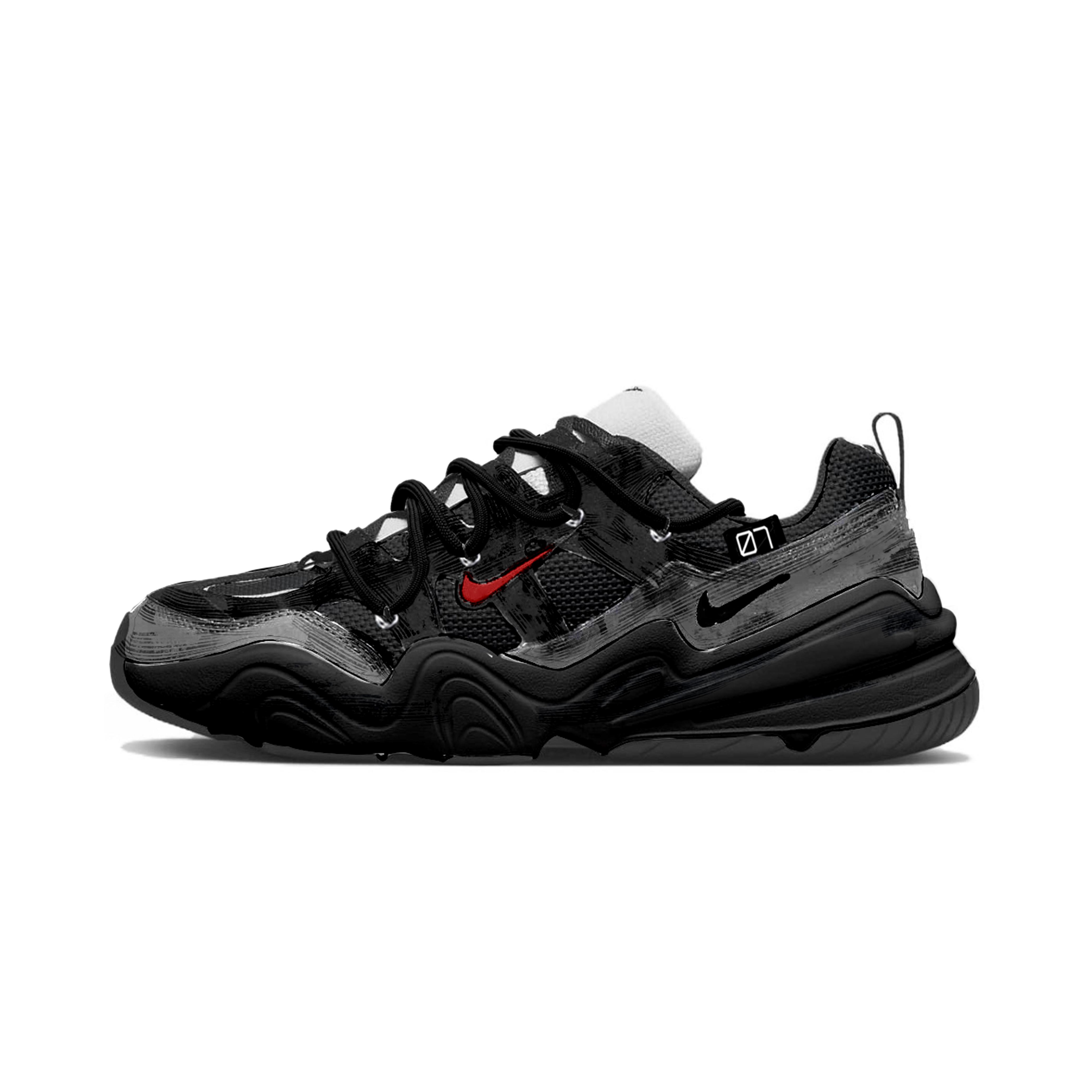 

Nike Tech Hera Size 7 Machine Cow Split Leather Low top Casual Shoes Unisex Black Red DR9761-101(Team34-7) 44