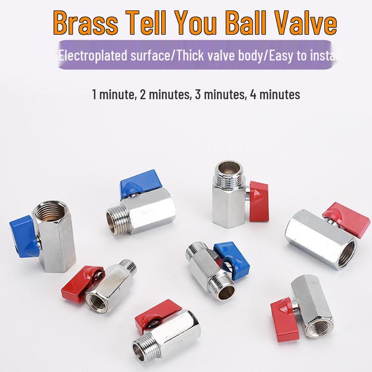 Super Short Mini Brass Ball Valve, 1/8" - 1/2" Thickened Male & Female Valve Switch