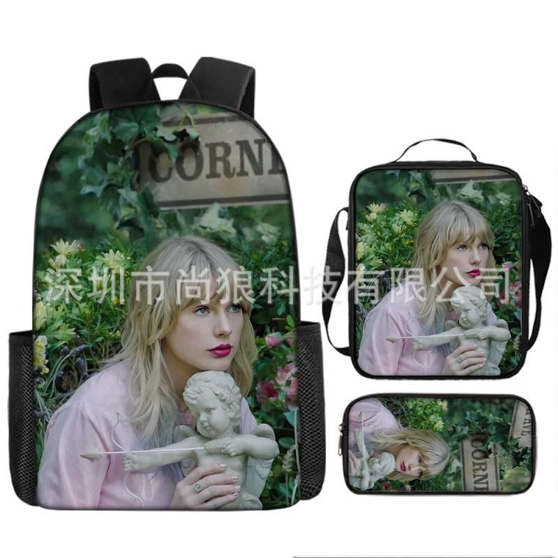 Taylor Swift Themed Kids School Backpack Set Elementary Students Oxford Fabric Breathable Lightweight With Padded Straps