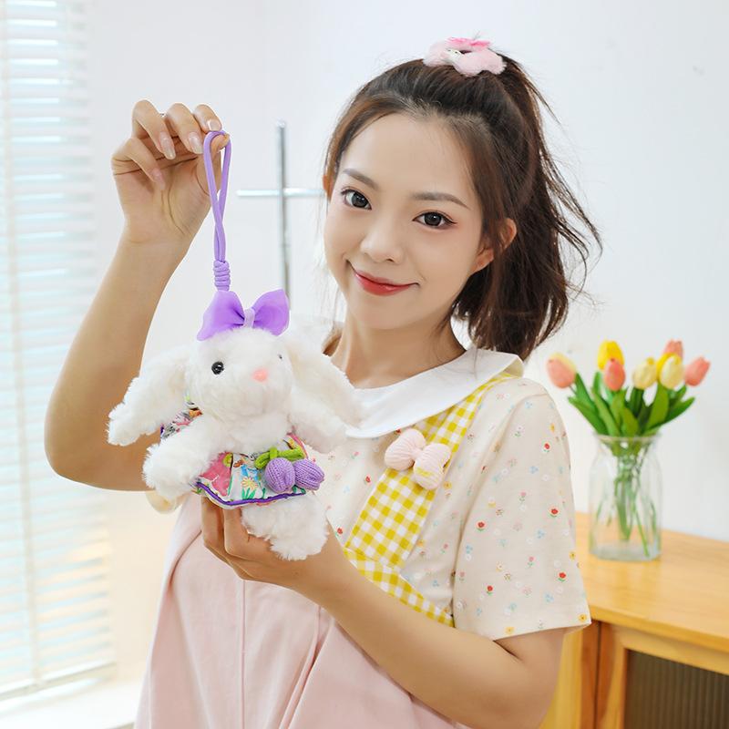 Popular Flower Dress Princess Rabbit Pendant Cute Long-eared Rabbit Keychain Girls Bag Boutique Pendant Doll