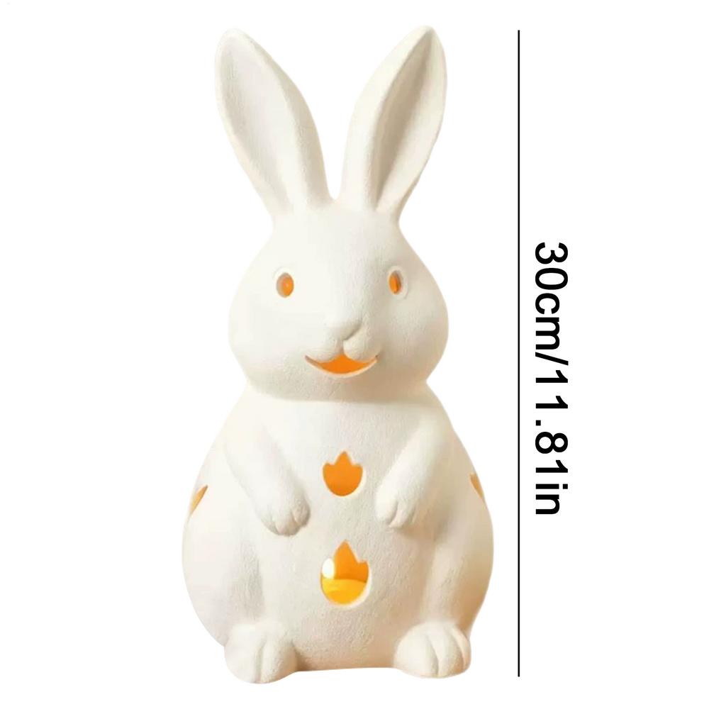 Oster Ausgehöhlter Hase Harz Kerzenständer, Weißer Hasen Kerzenhalter, Heimdekoration Mit Teelichtöffnung