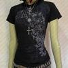 Y2k Style Clothes Graphic Tee Print Baby Tees Slim Crop Tops Streetwear Aesthetic Vintage  Goth Short Sleeve Emo Girl 2000s Tops
