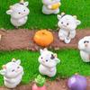 Cartoon Cow Figure Mini Miniatures Animal Garden Terrarium Resin Decorations Stakes Craft Landscaping Sculpture