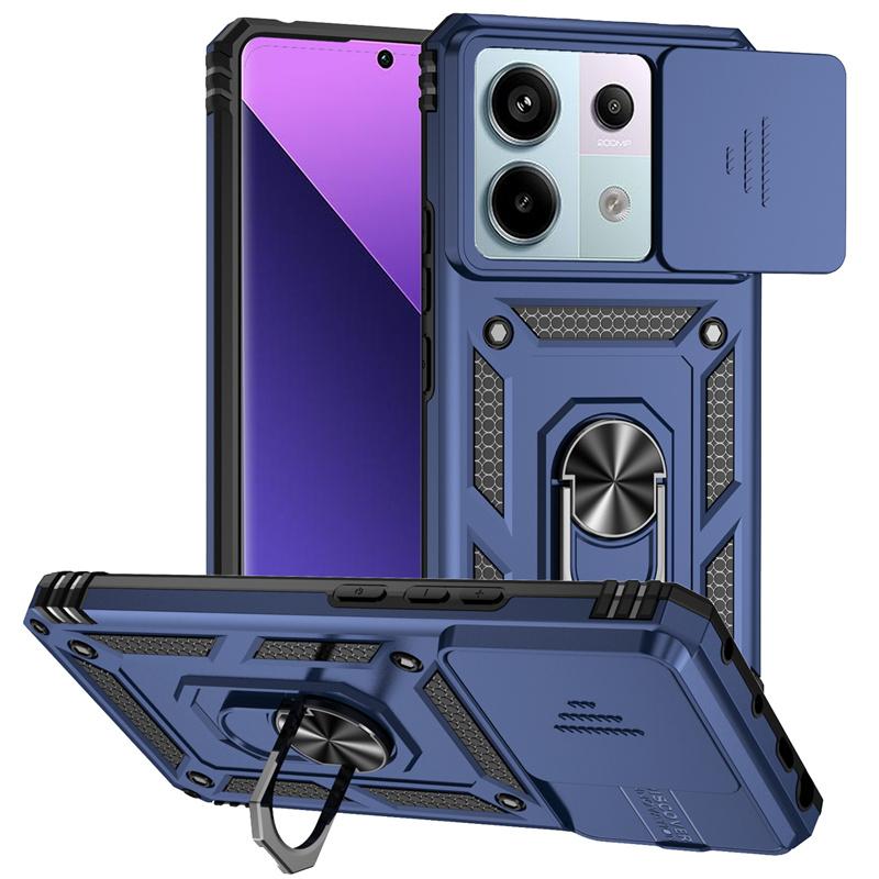 For Xiaomi Poco X6 5G Case Slide Camera Lens Protect Phone Case For PocoX6 Poko Little X6 X 6 6X Magnetic Ring Holder Back Cover