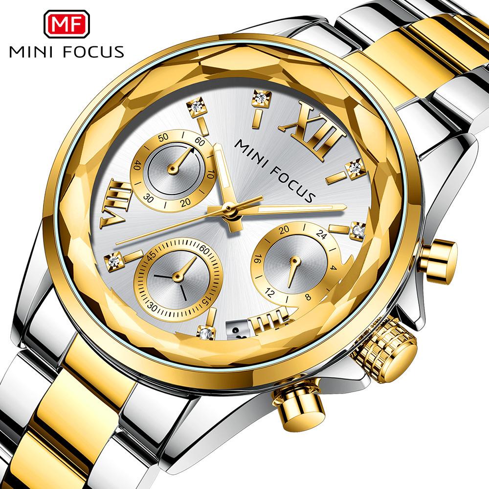 Business Casual Women's Watch Multi-functional Petal Mirror Luminous Steel Band Women's Watch
