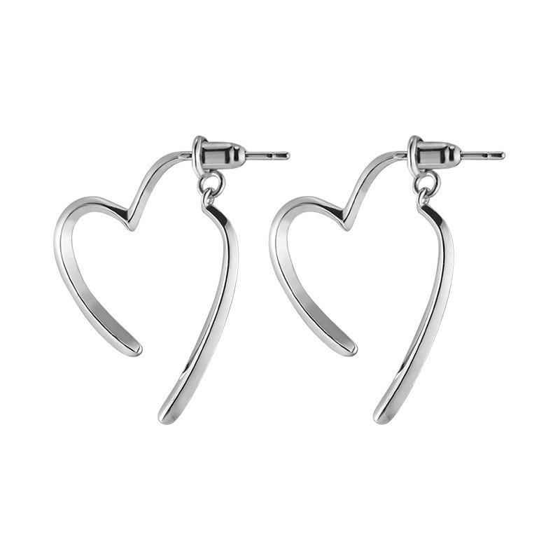 Sterling Heart Drop Earrings Sweet Minimalist Two-Way Wear Studs Women 925 Sterling Silver
