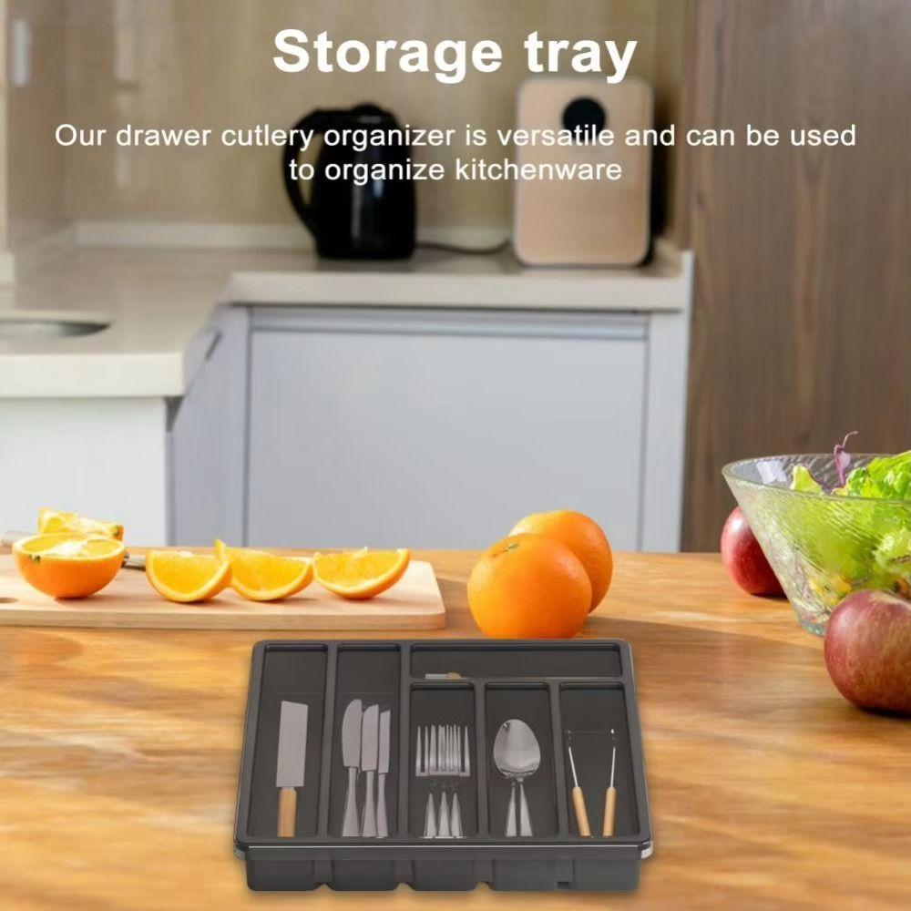 6 Grids Kitchen Cutlery Storage Box Plastic Tableware Cutlery Tray  Kitchen Supplies